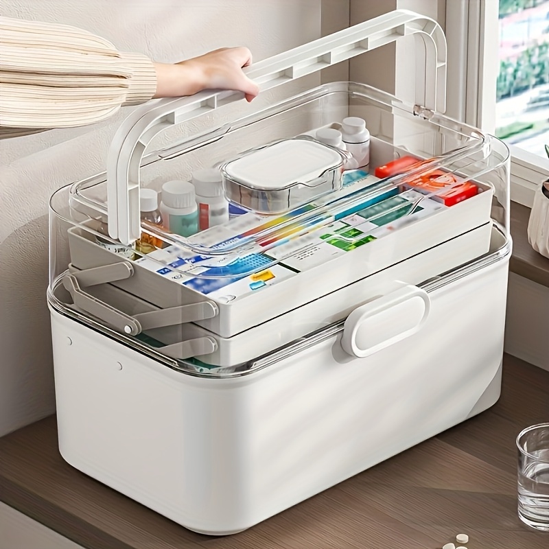 Commercial Kitchen Organiser - Large Capacity Clear Lid Medicine Storage