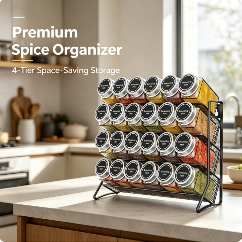 4 Tier Carbon Steel Spice Orga - Commercial Kitchen Shelving recension och pris
