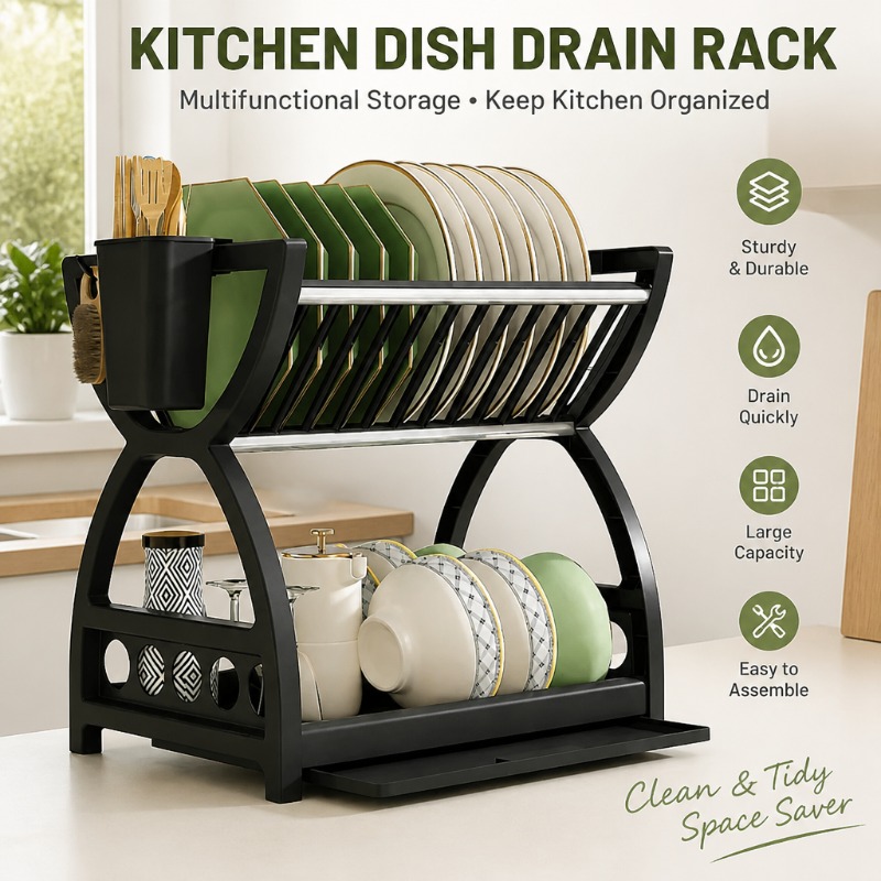 2 Tier Dish Drying Rack Kitche - Commercial Kitchen Shelving recension och pris